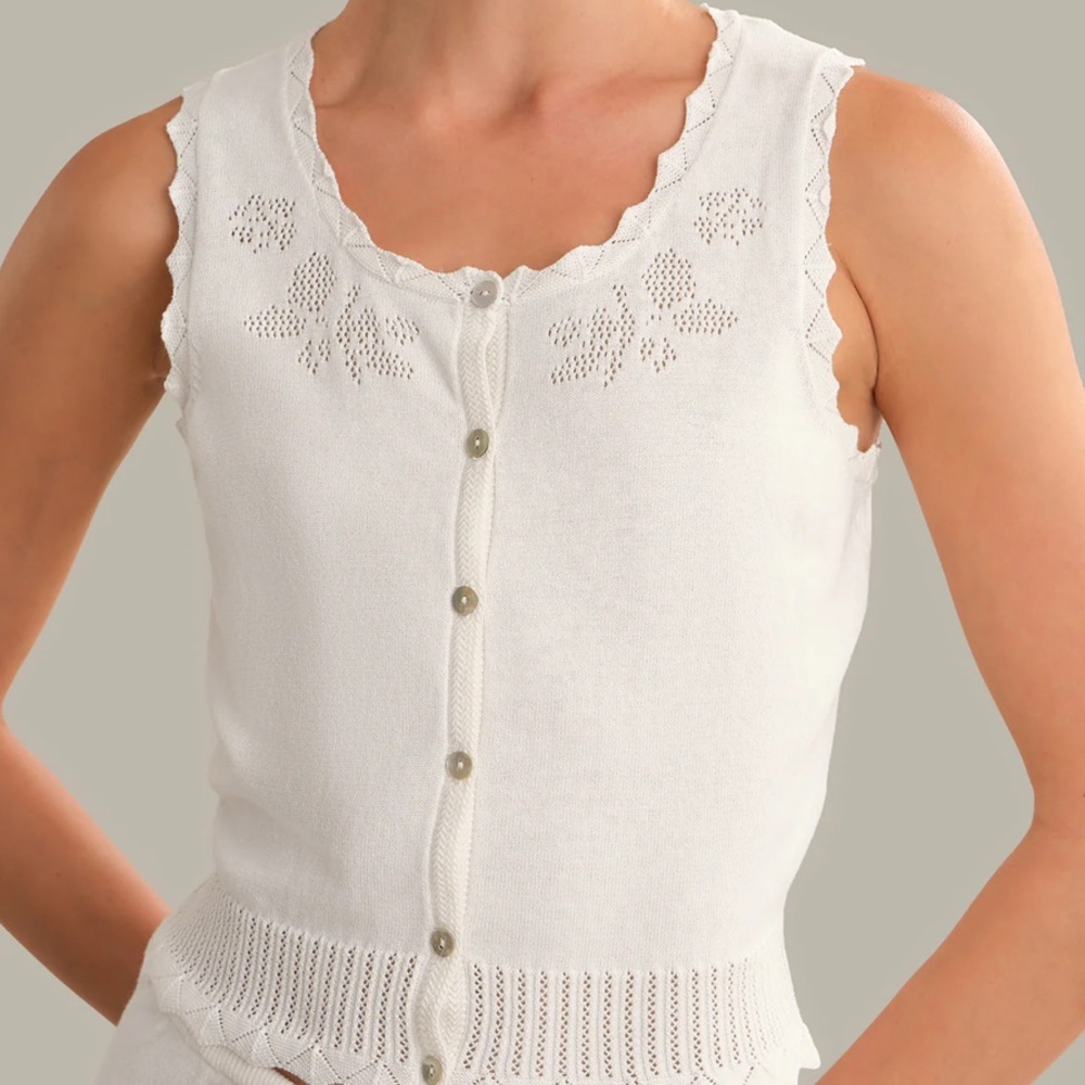 525 America x Free People Valentina Button Down Knit Sleeveless Top Vest Sweater